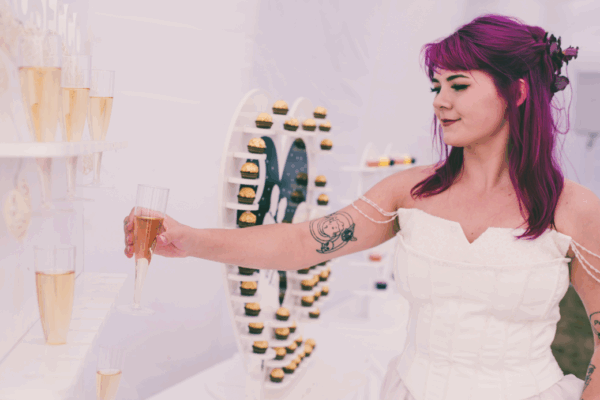 tabletop prosecco wall hire