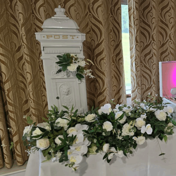 white wedding post box hire
