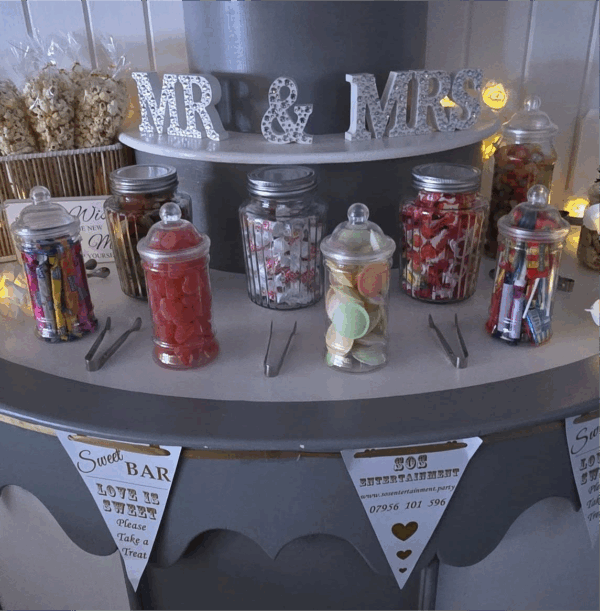 candy cart hire for weddings, east sussex